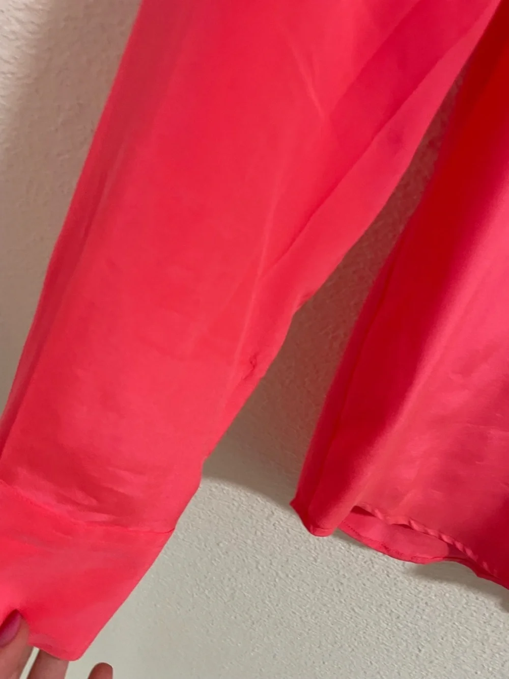 J. Crew Coral Pink Silk Button-Down Shirt with Chest Pockets